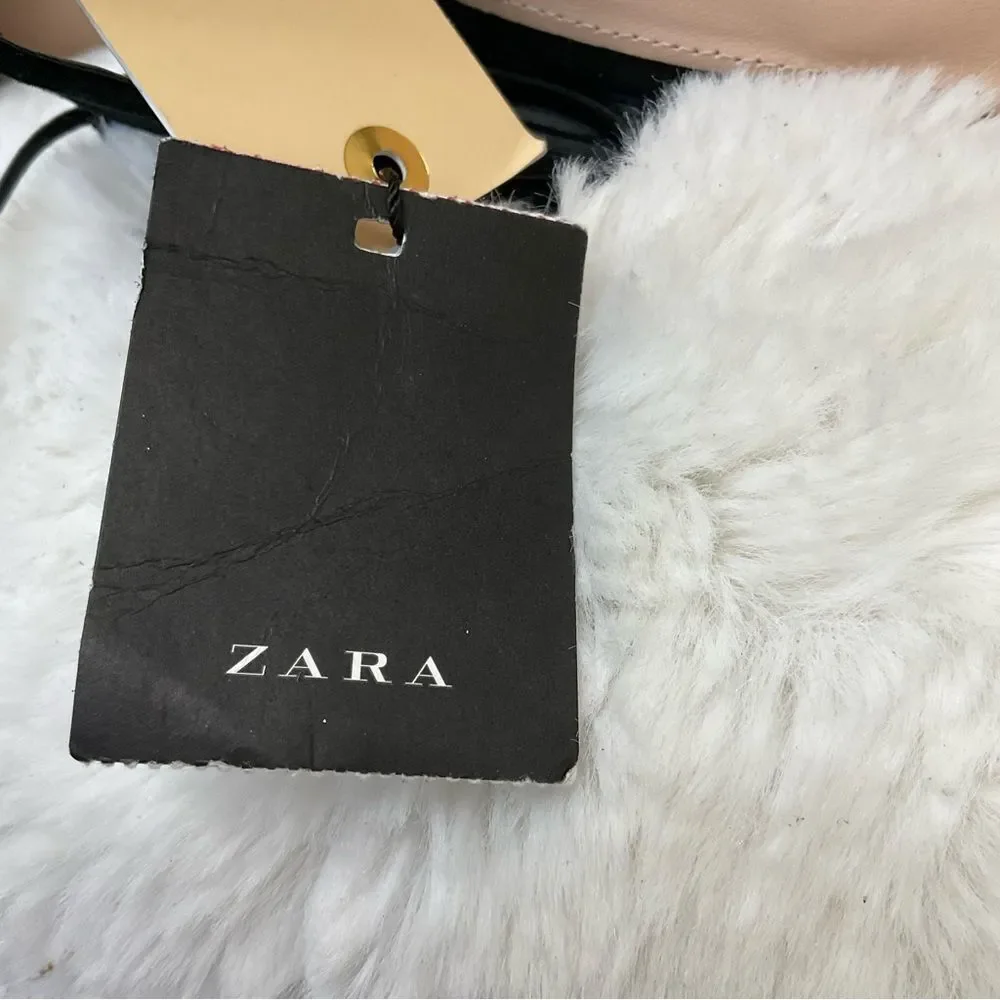 NEW ZARA black suede leather double straps square tie slip on sandals 10